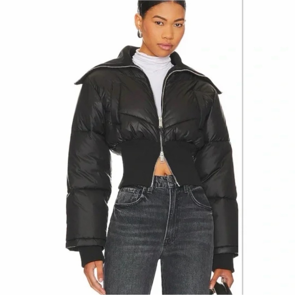 L'Academie Black Cropped Puffer Jacket
